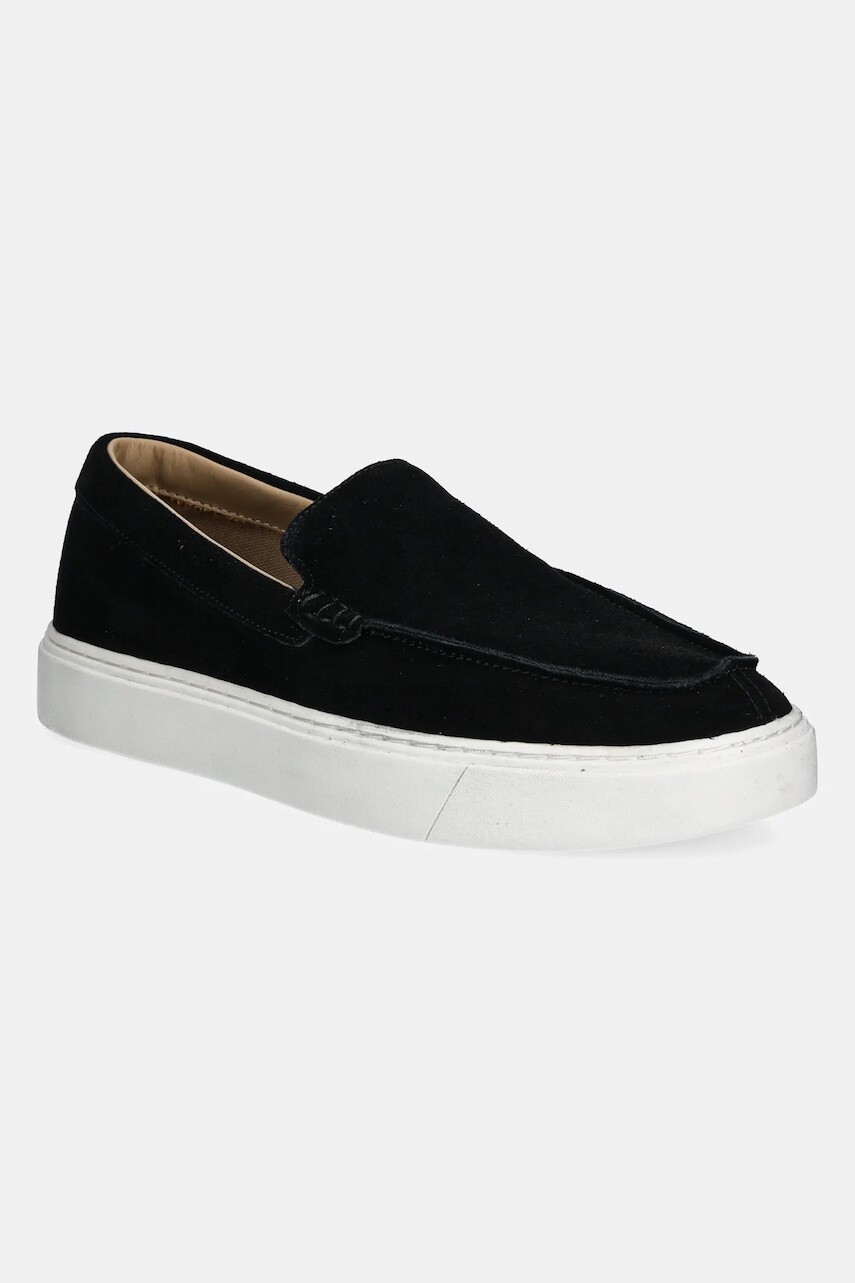 Semišové mokasíny Calvin Klein MOCCASIN SUEDE pánske, čierna farba, HM0HM01794