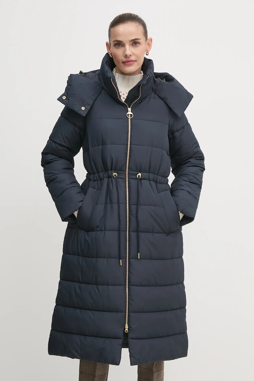 Bunda Barbour Mannue Puffer dámska, tmavomodrá farba, zimná, LQU1782