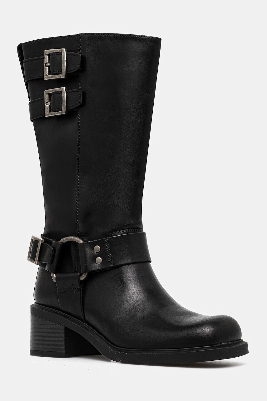 Kožené čižmy Vagabond Shoemakers DANIELLA dámske, čierna farba, na plochom podpätku, 5820-101-20