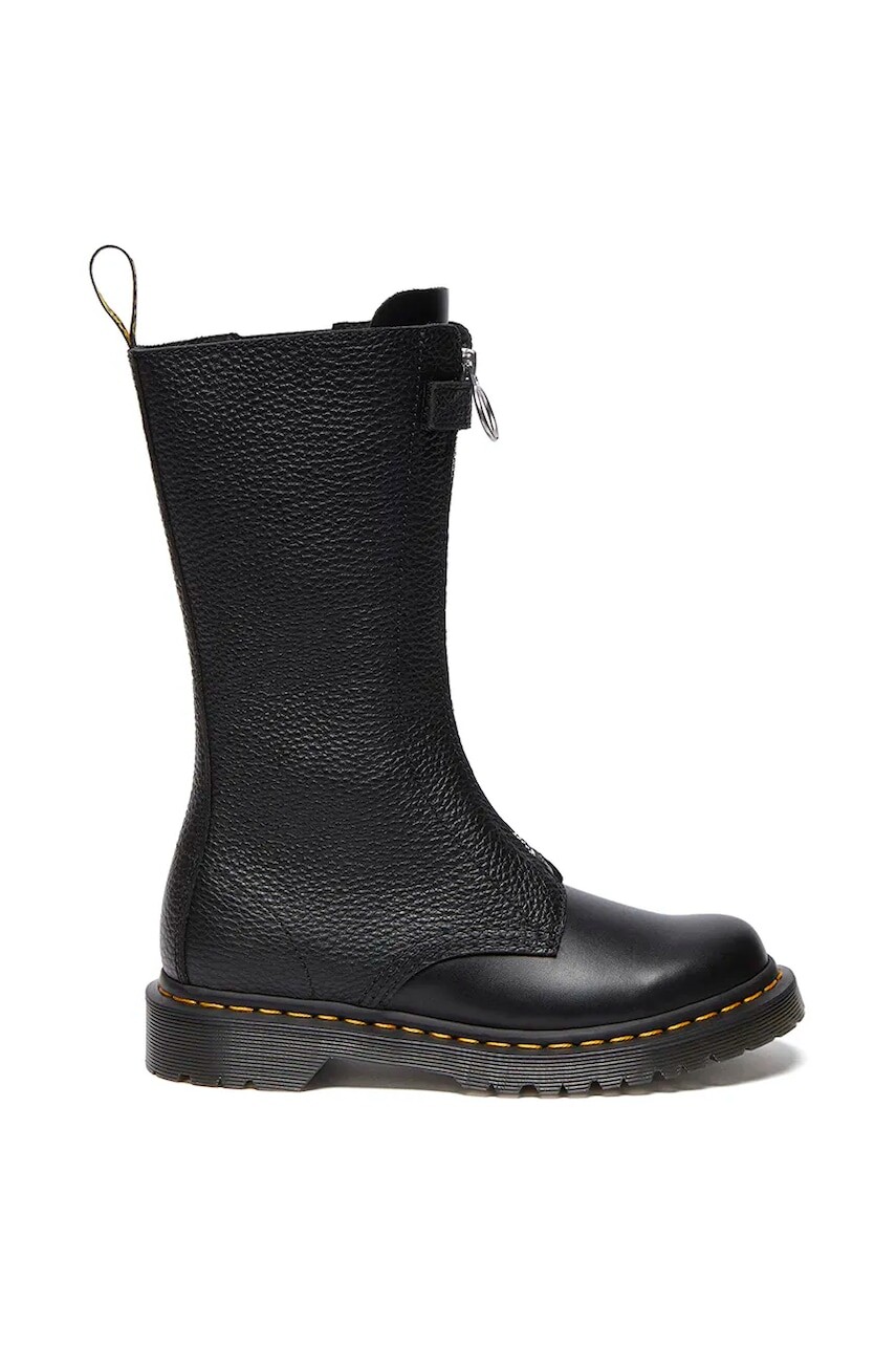 Kožené členkové topánky Dr. Martens 1b99 Frnt Zip dámske, čierna farba, na plochom podpätku, DM32053001