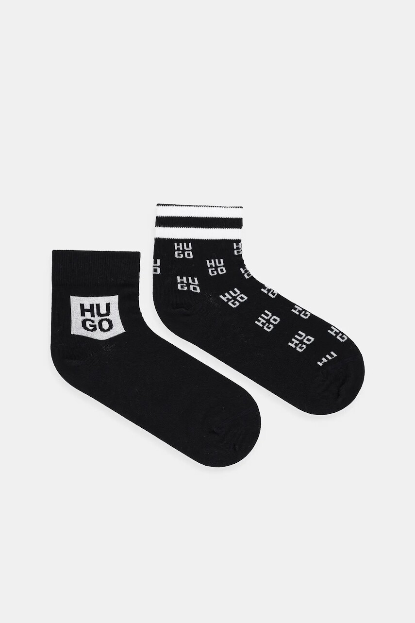 Ponožky HUGO 2-pak dámske, čierna farba, 50530501