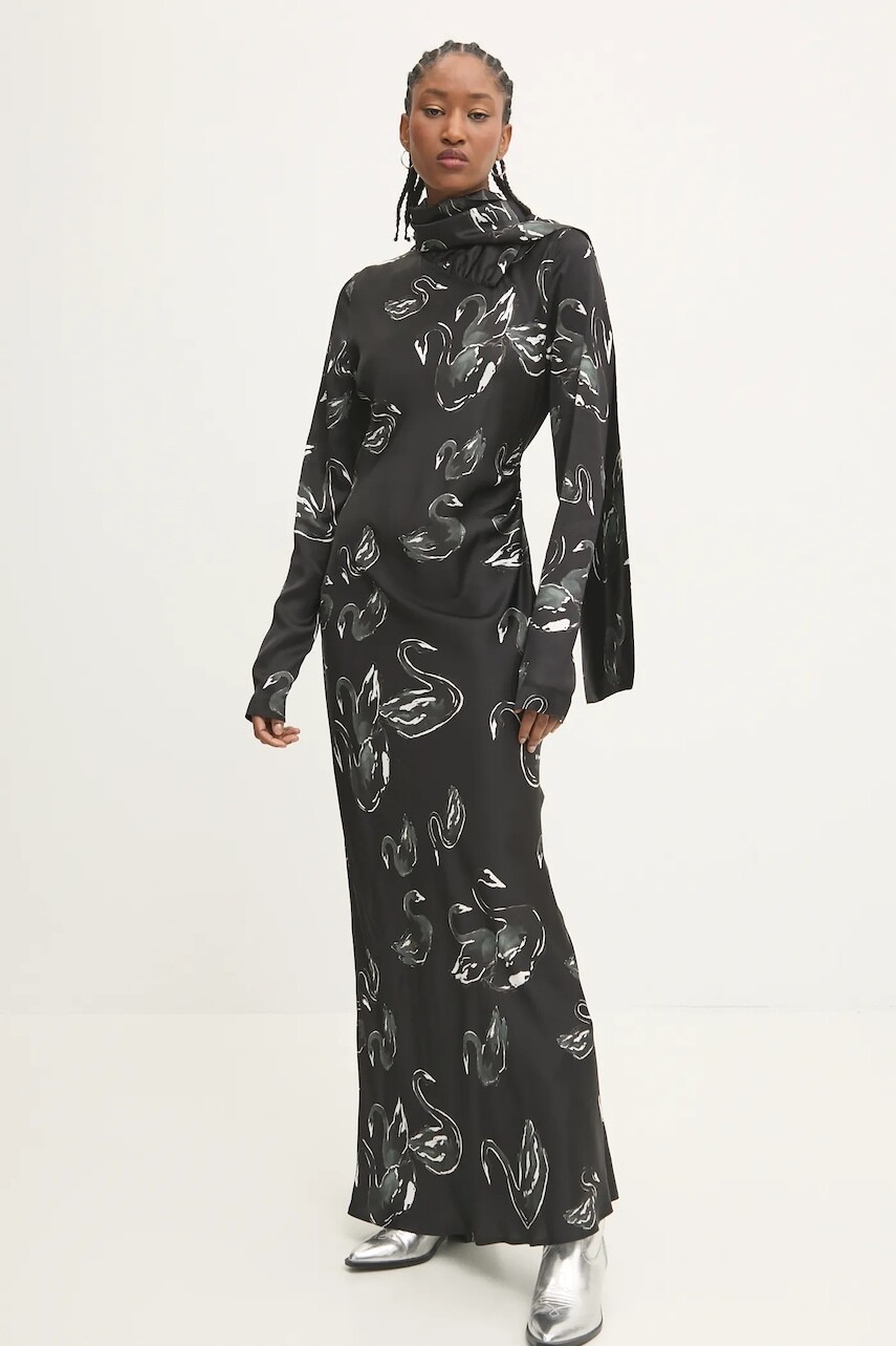 Šaty MSGM čierna farba, maxi, áčkový strih, 3742MDA27.247853
