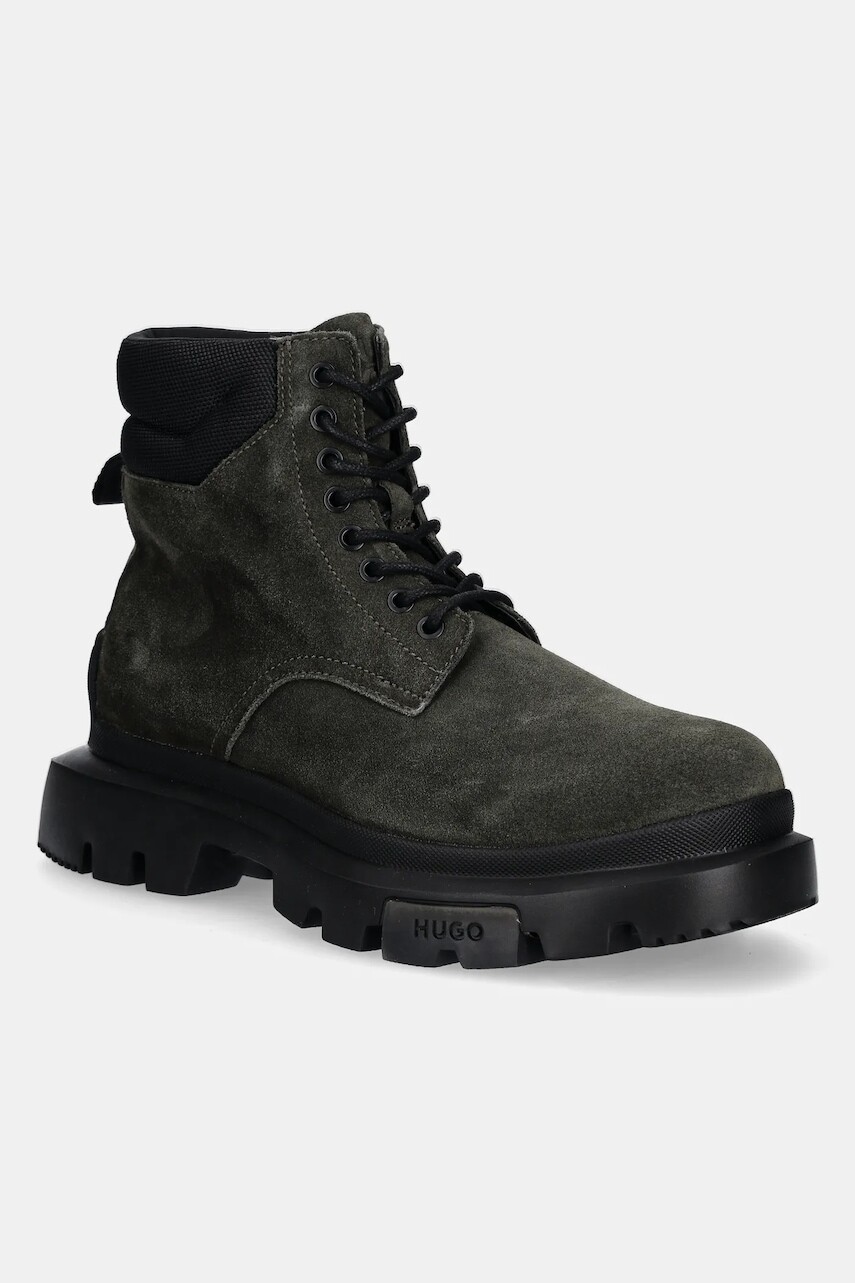 Topánky HUGO Fabyan pánske, zelená farba, 50528995