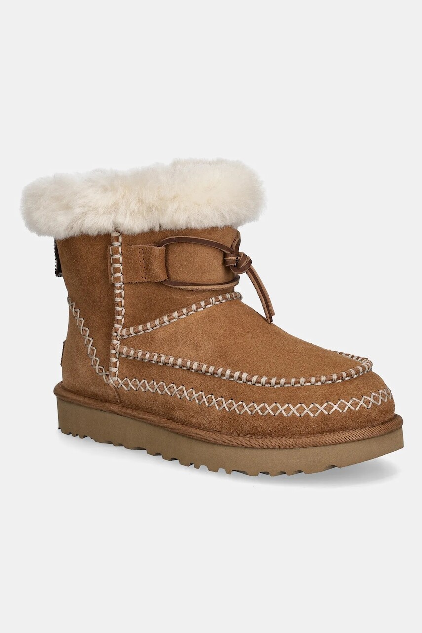 Semišové snehule UGG Classic Mini Alpine hnedá farba, 1158251-CHE