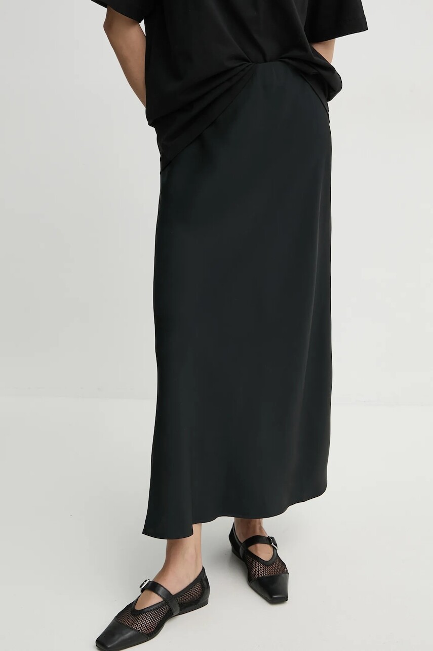 Sukňa By Malene Birger BOSHAN čierna farba, midi, rovný strih, Q71875018Z
