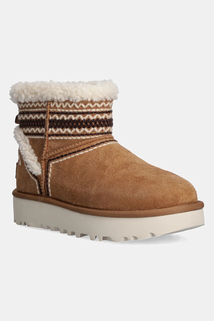 Semišové snehule UGG Classic Mini Atherson hnedá farba, 1158281-CHE