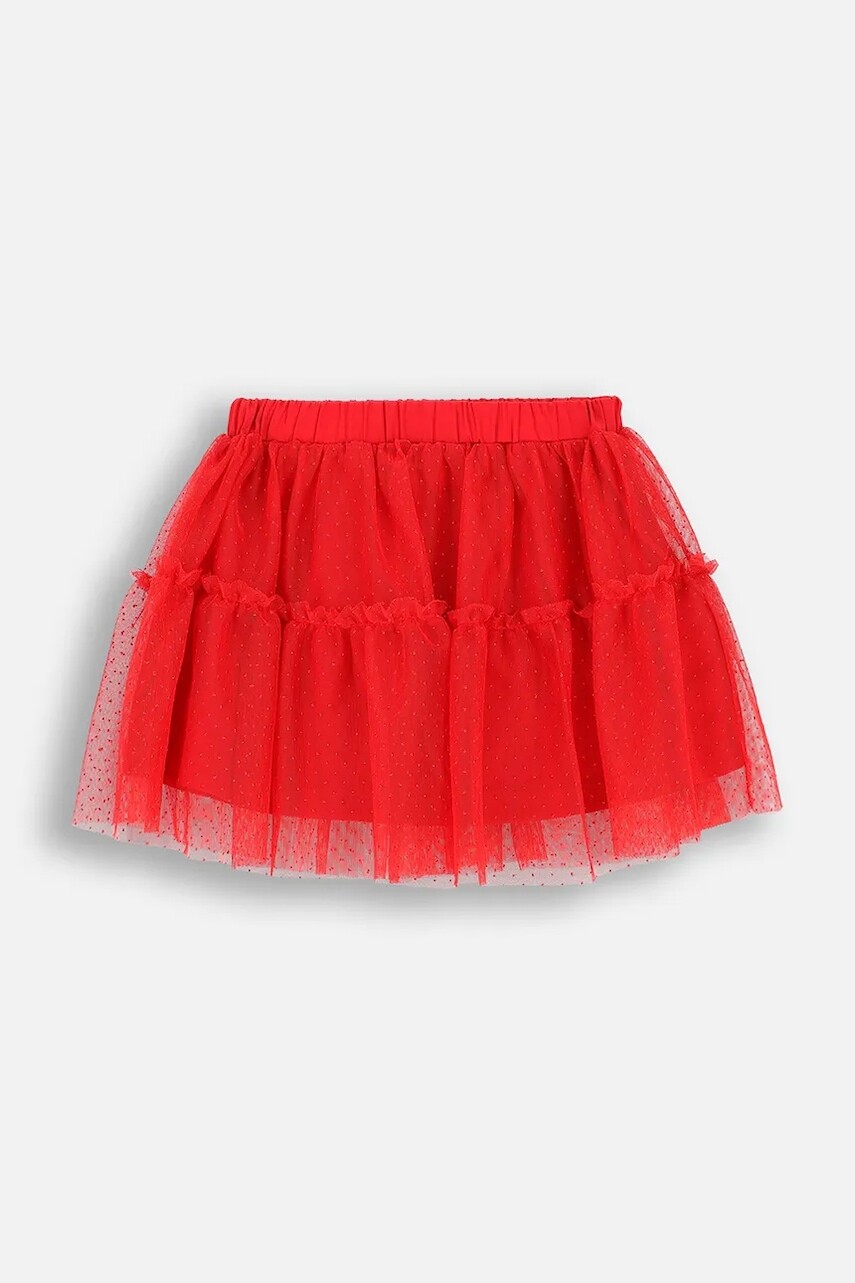Dievčenská sukňa Coccodrillo červená farba, mini, áčkový strih, ELEGANT BABY GIRL