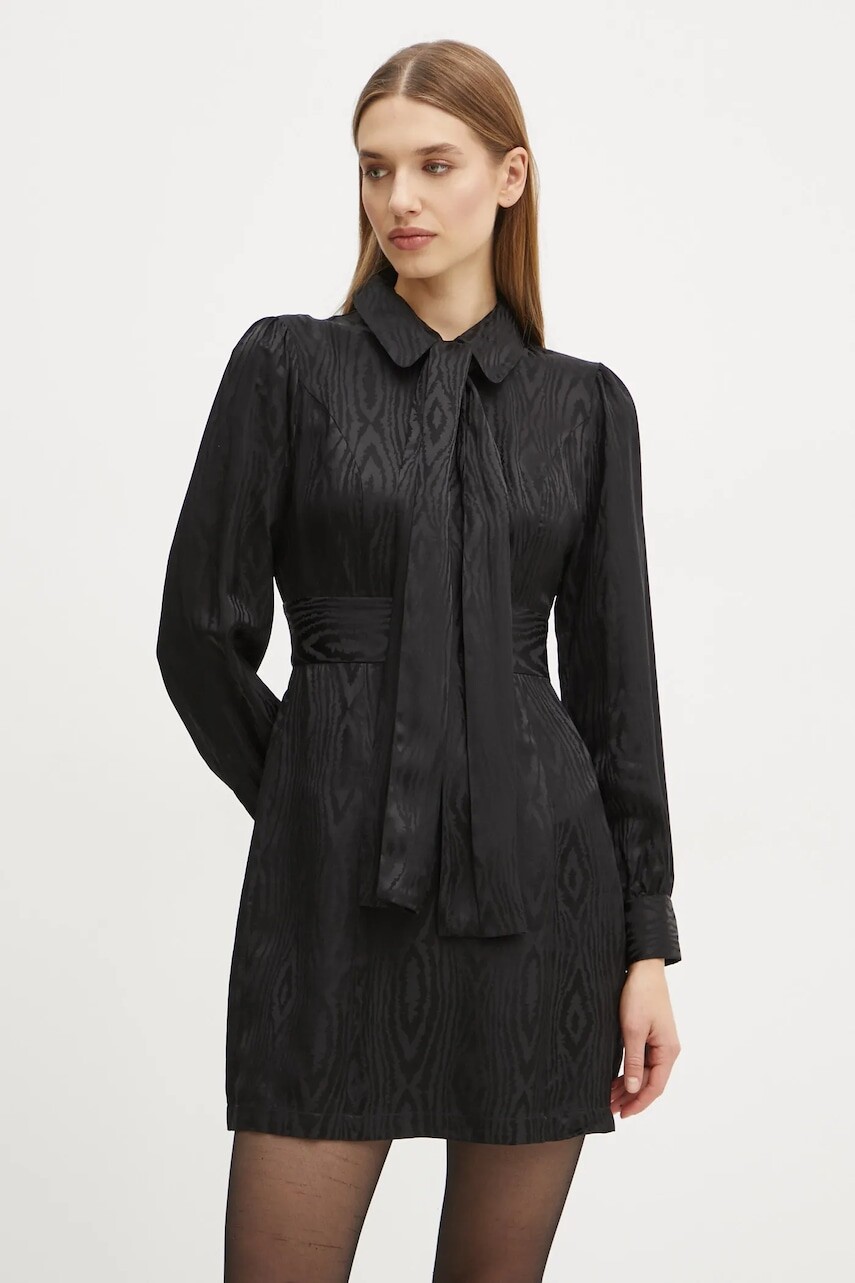 Šaty s prímesou hodvábu MICHAEL Michael Kors čierna farba, mini, priliehavá, MF482JFF03