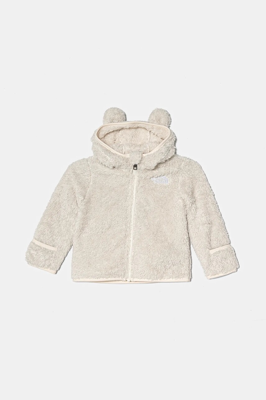 Detská fleecová mikina The North Face BABCAMPSHIRE F/Z HOODIE béžová farba, s kapucňou, jednofarebná, NF0A88VW5QO1