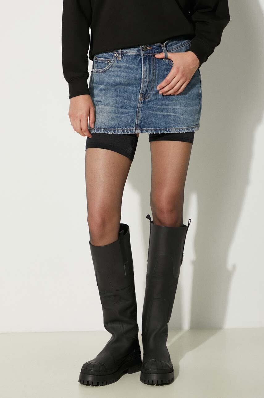 Rifľová sukňa Fiorucci Mid Blue Denim Mini Skirt mini, rovný strih, W01FPDSK077DN01DN02