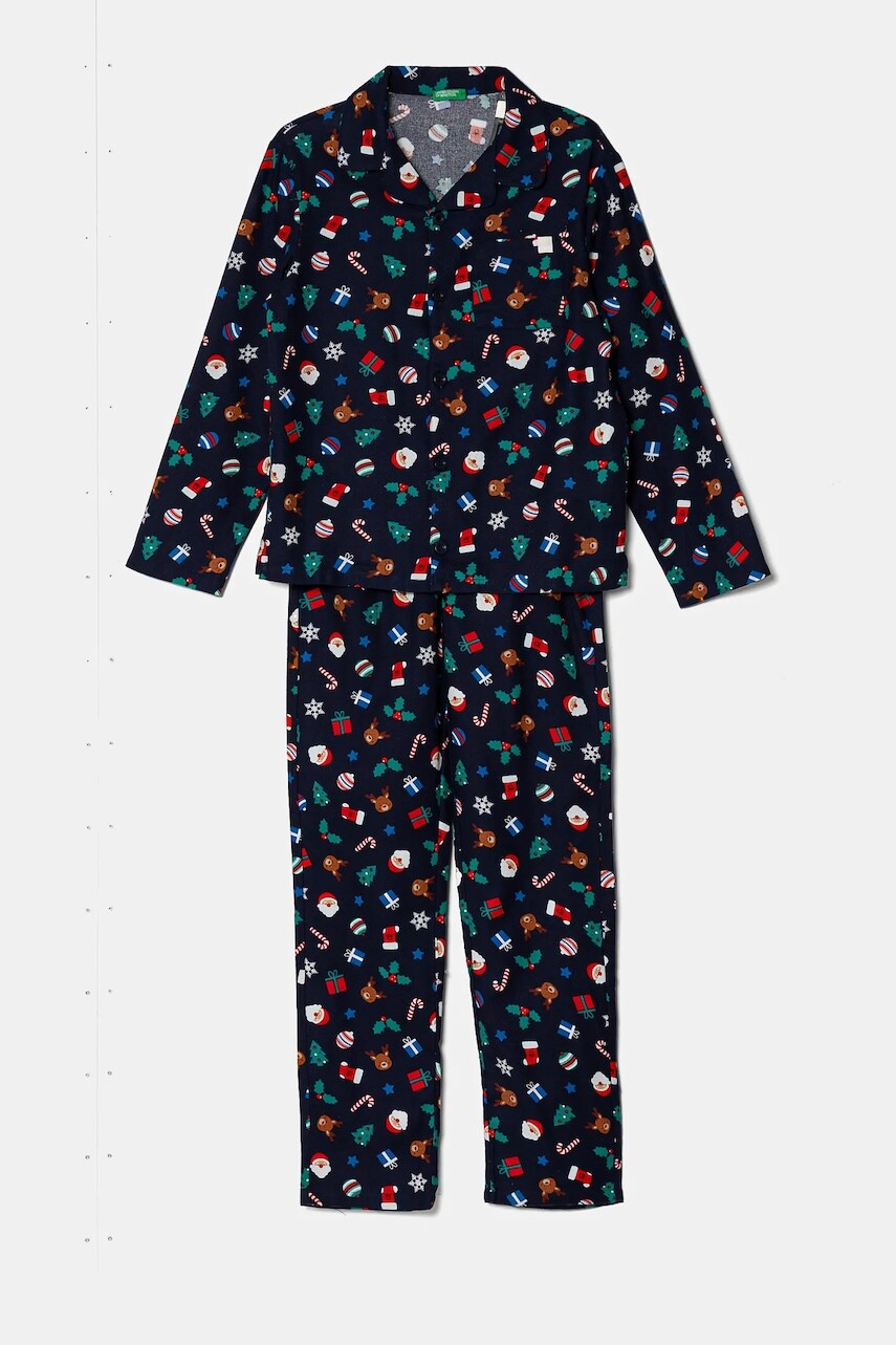 Pyžamo United Colors of Benetton tmavomodrá farba, vzorované, 4XPR0P008