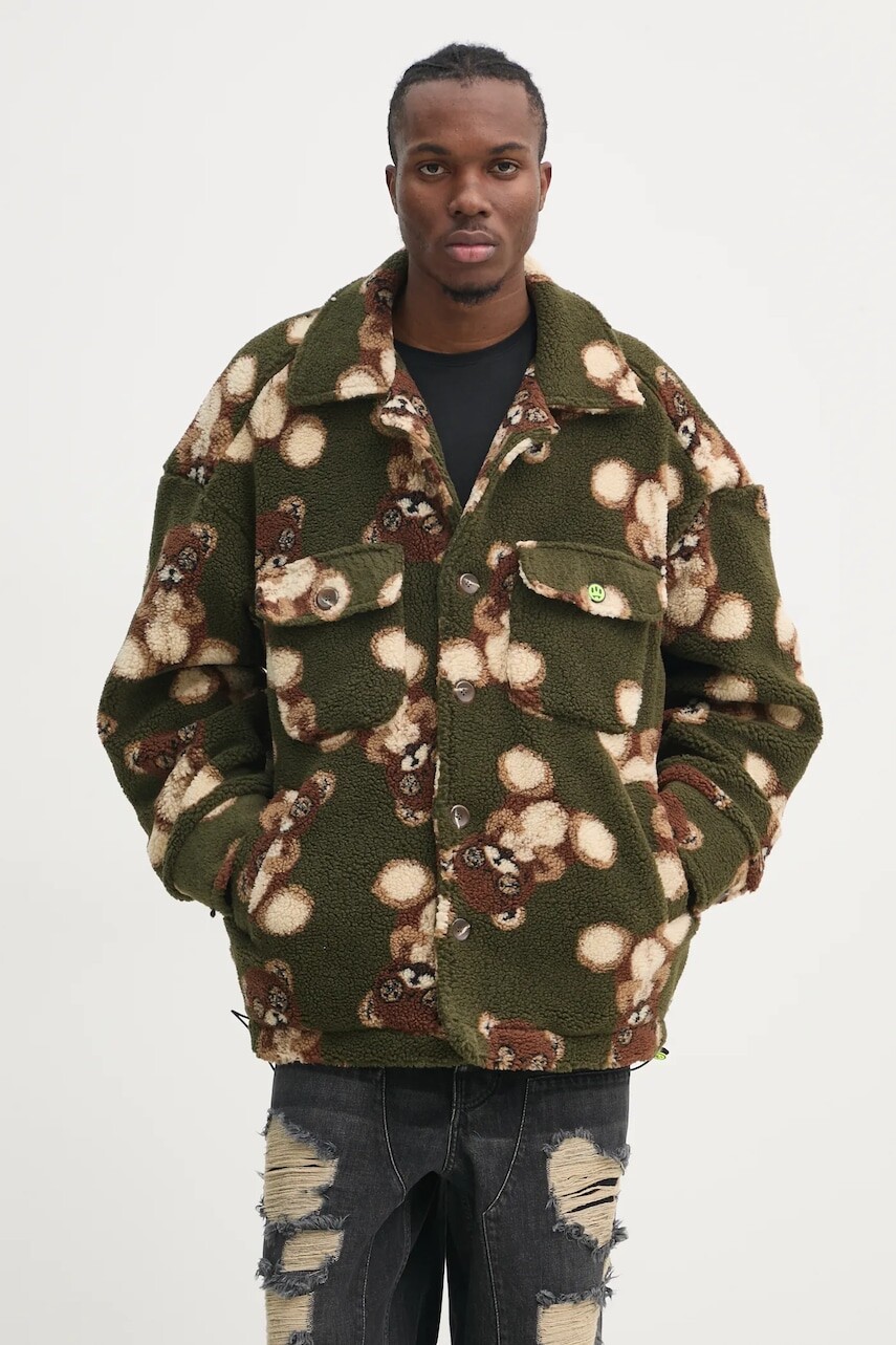 Bunda Barrow pánska, zelená farba, prechodná, F4BWUAJK005