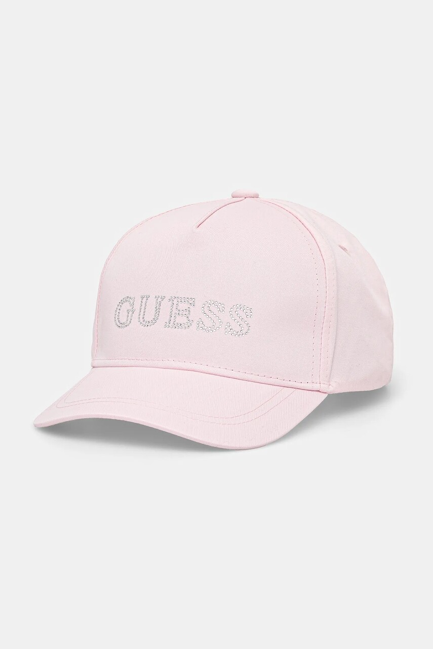 Detská bavlnená šiltovka Guess ružová farba, s nášivkou, J5RZ40 WO08O