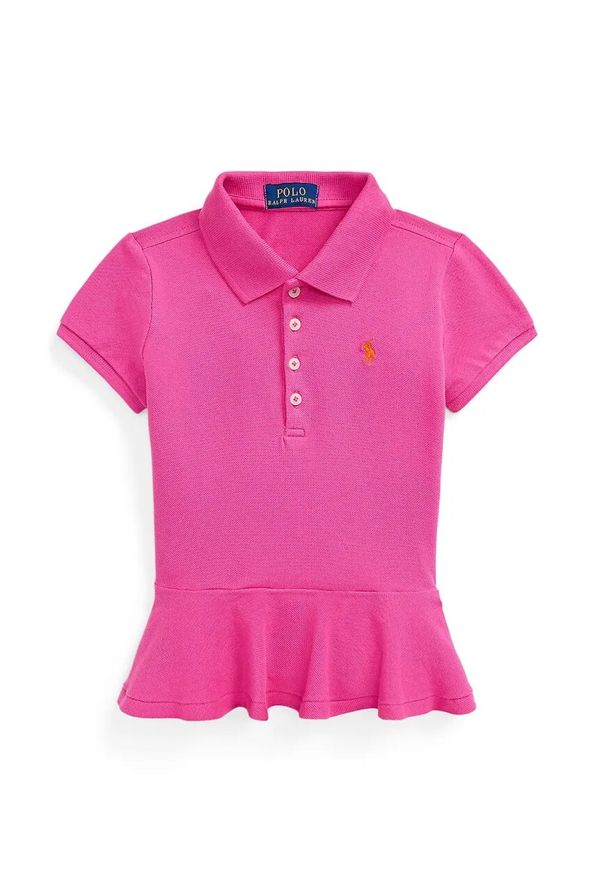 Detské bavlnené tričko Polo Ralph Lauren ružová farba, s golierom, 312957156001
