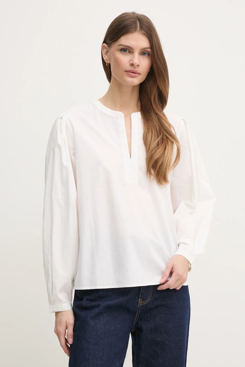 Bavlnená blúzka Tommy Hilfiger dámska, biela farba, jednofarebná, WW0WW44059
