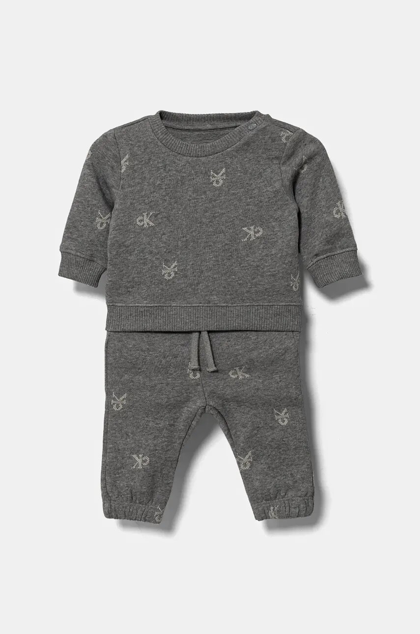 Detská tepláková súprava z bavlny Calvin Klein Jeans šedá farba, IN0IN00264