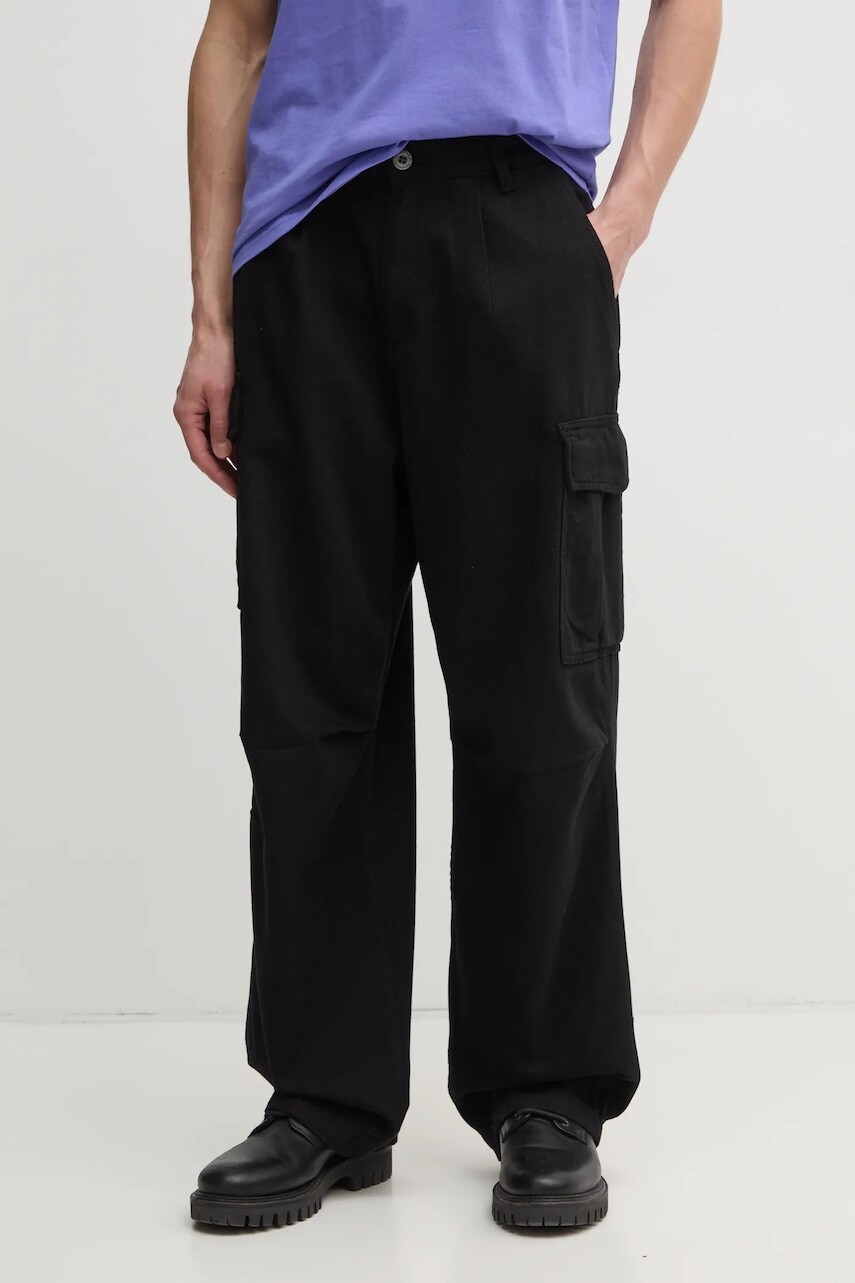 Bavlnené nohavice Alpha Industries Aircraft čierna farba, strih cargo, 146200