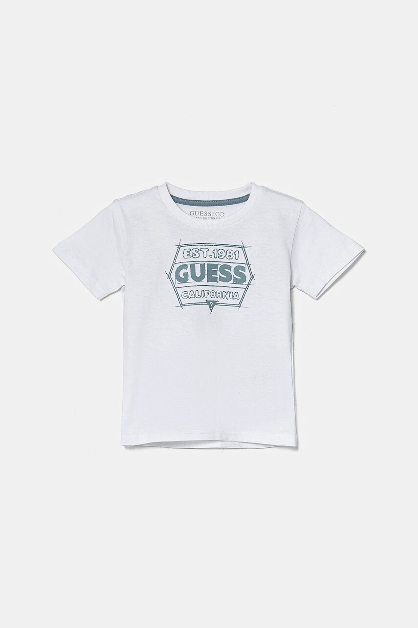 Detské bavlnené tričko Guess biela farba, s potlačou, N5RI25 K8HM4