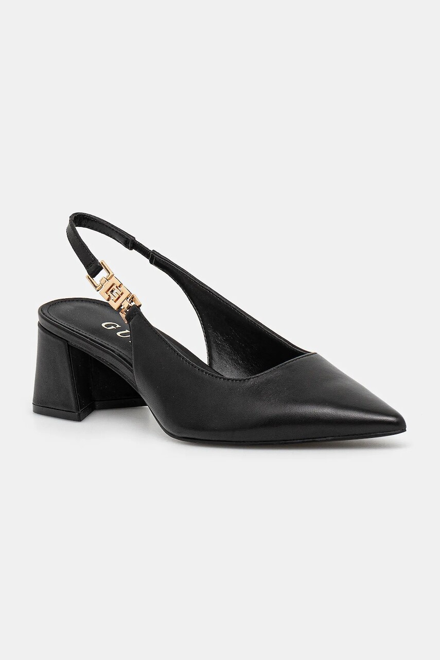 Lodičky Guess ZABELA3 čierna farba, na podpätku, FLPZA3 LEA05