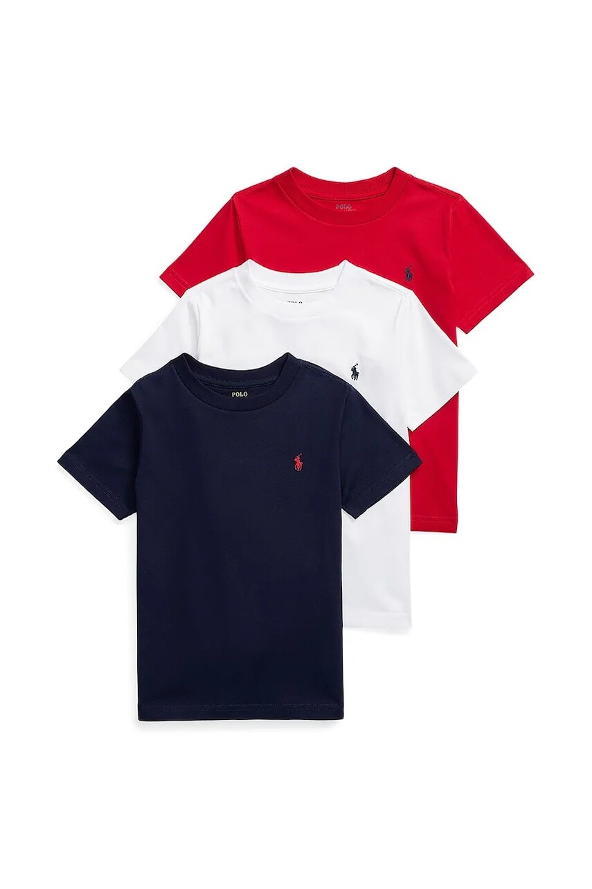 Detské bavlnené tričko Polo Ralph Lauren 3-pak červená farba, jednofarebný, 322884456001