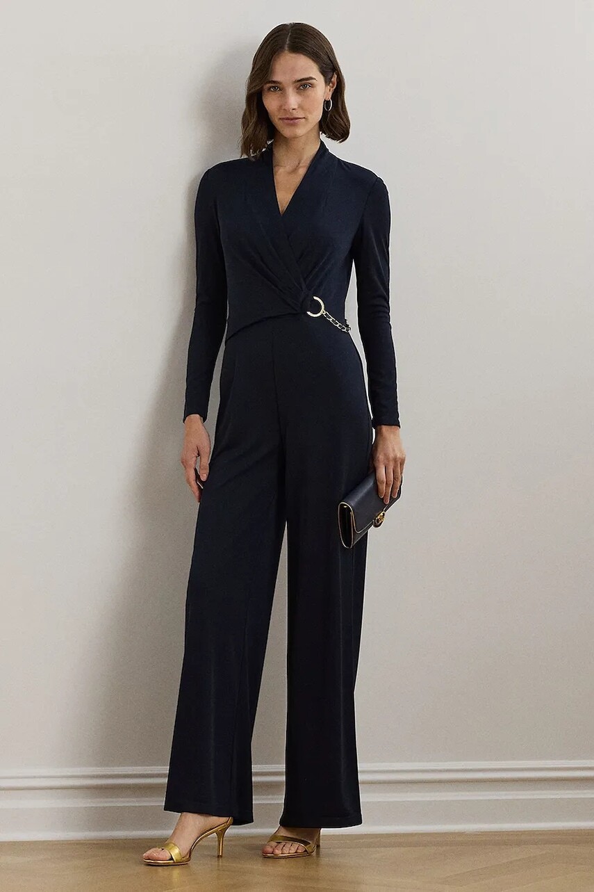 Overal Lauren Ralph Lauren tmavomodrá farba, v výstrih, 200957619