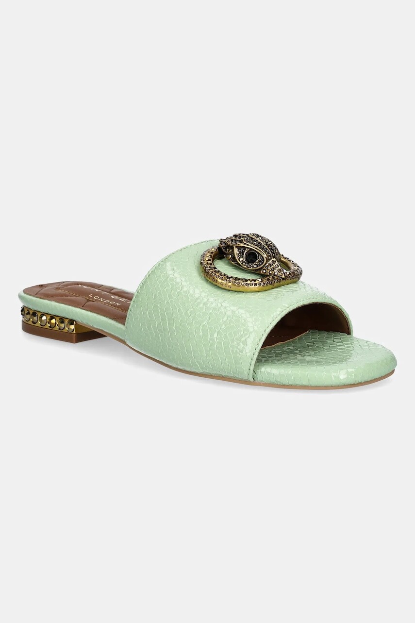 Kožené šľapky Kurt Geiger London Chelsea Flat Sandal dámske, zelená farba, 3416273719