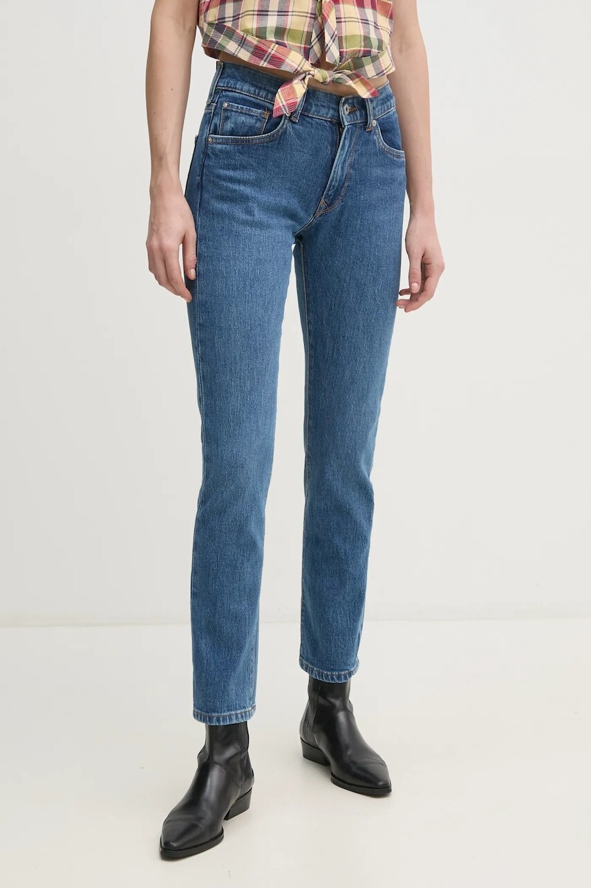Rifle Pepe Jeans SLIM JEANS MW GRACE dámske, tmavomodrá farba, PL204589EE3