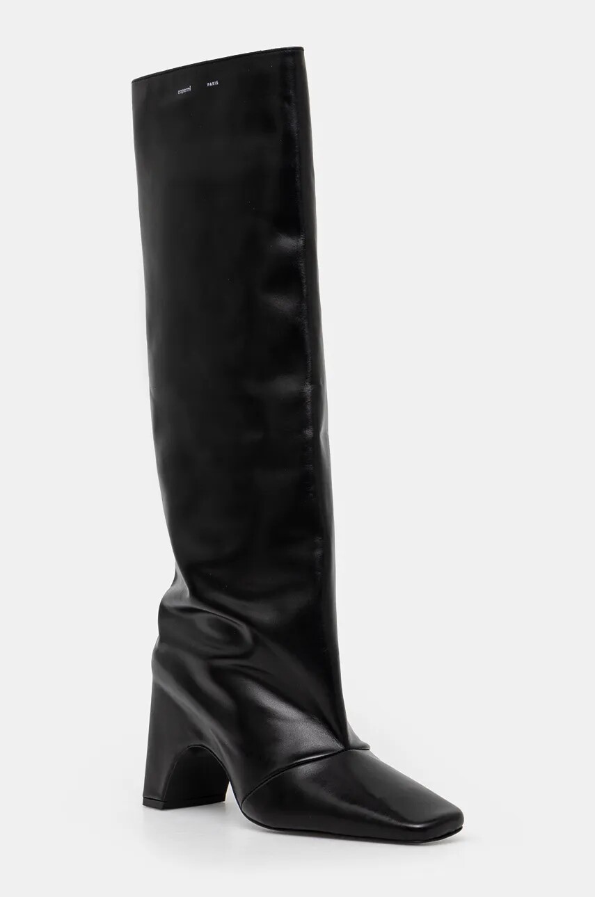 Kožené čižmy Coperni Bridge Boot dámske, čierna farba, na podpätku, COPSH03857