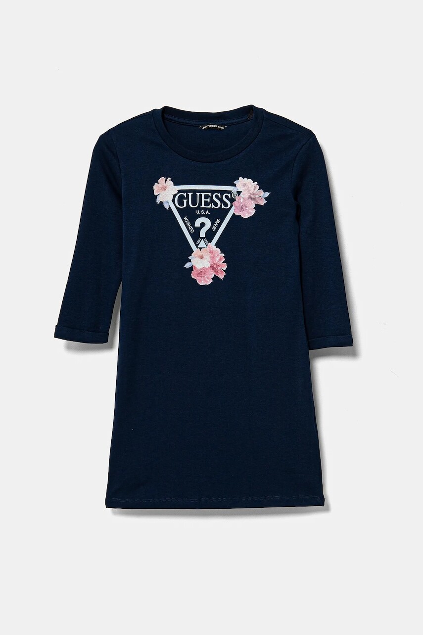 Dievčenské bavlnené šaty Guess mini, rovný strih, J3YK13 KA6W4