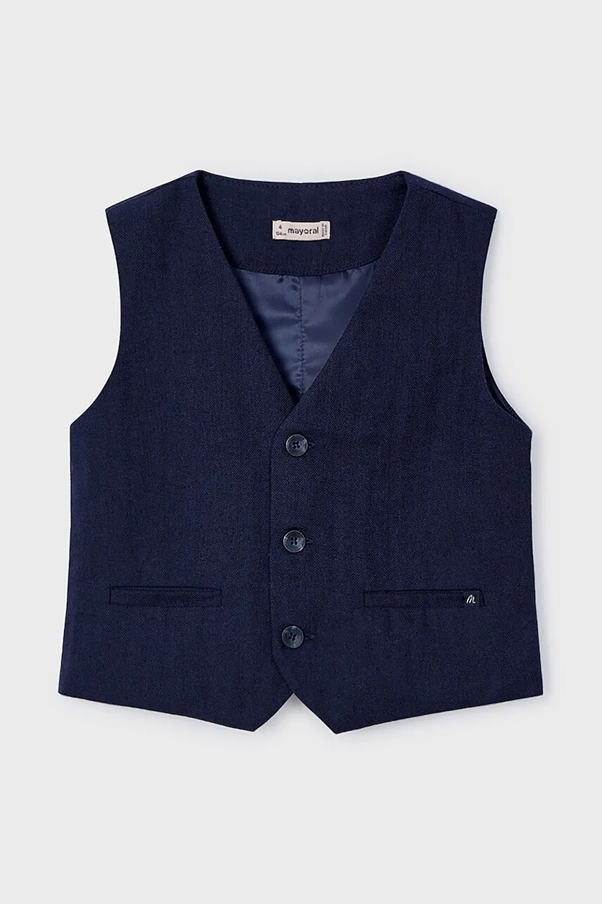 Detská vesta zo zmesi ľanu Mayoral tmavomodrá farba, 3369