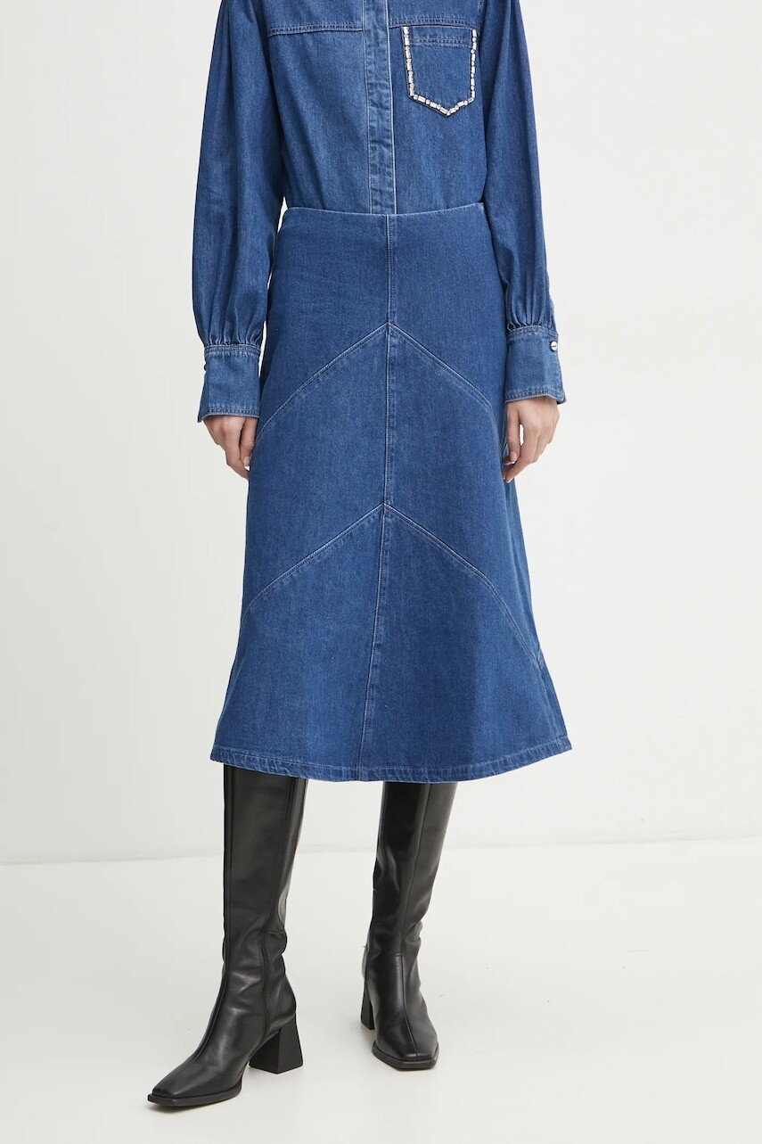 Rifľová sukňa Bruuns Bazaar midi, áčkový strih, BBW4465