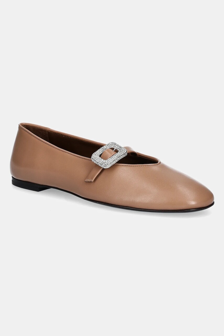 Kožené balerínky Giuseppe Zanotti Amanda béžová farba, E560012.002