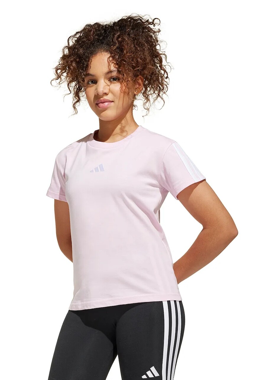 Detské bavlnené tričko adidas ružová farba, JF3678