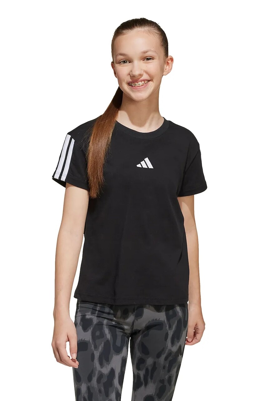 Detské bavlnené tričko adidas čierna farba, JJ0946