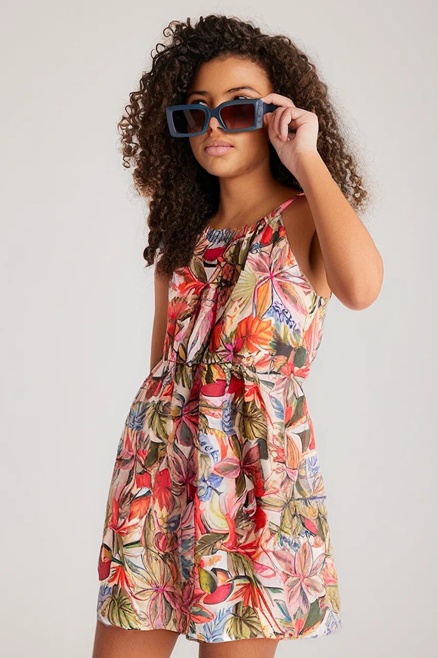 Dievčenské šaty Mayoral fialová farba, mini, áčkový strih, 6986