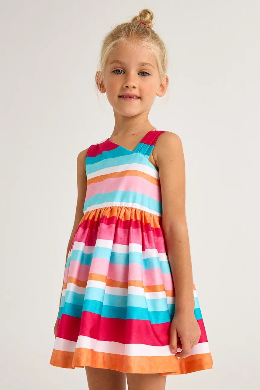 Dievčenské bavlnené šaty Mayoral ružová farba, mini, áčkový strih, 3920