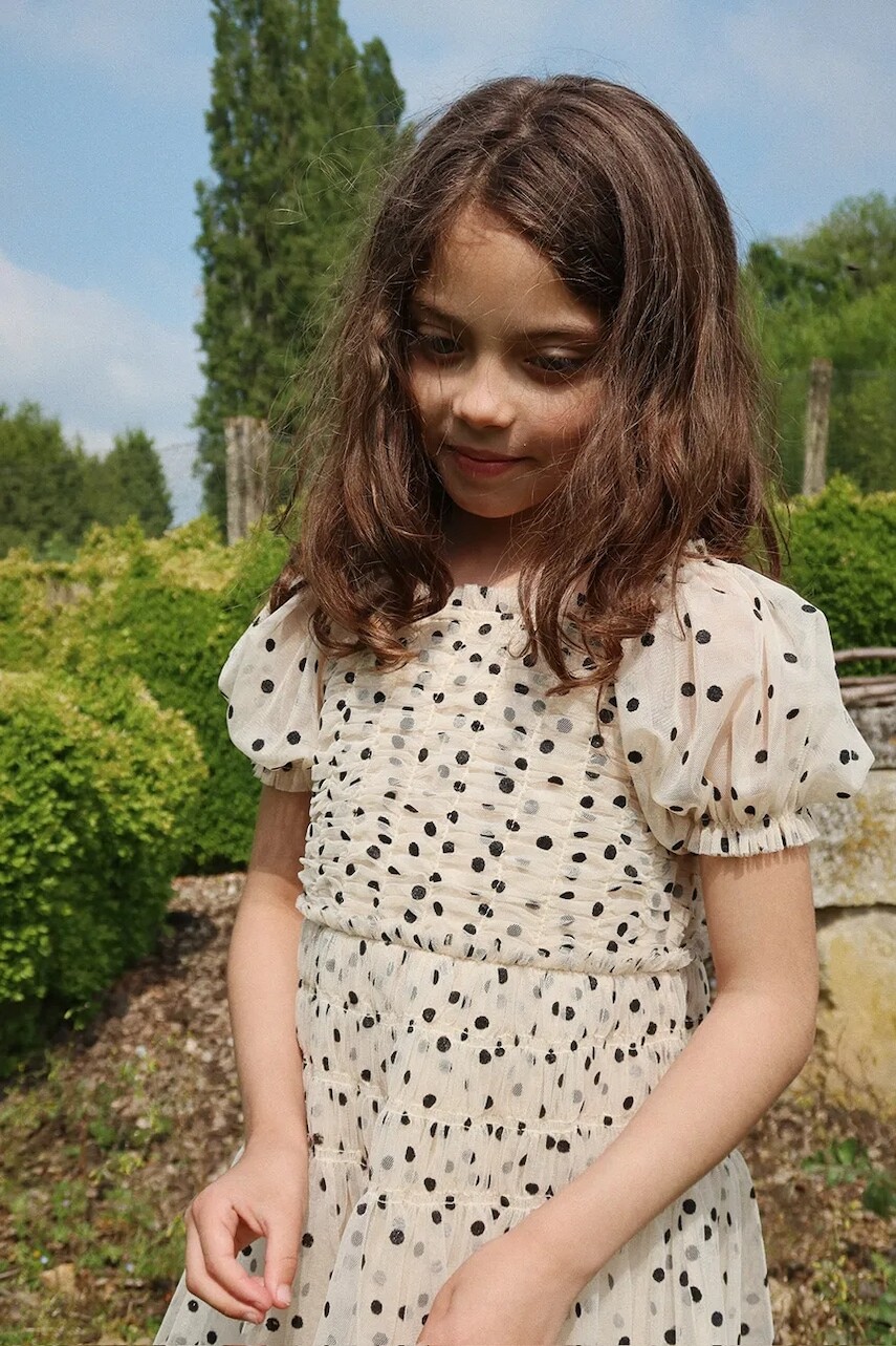 Dievčenské šaty Konges Sløjd CHARLENE DRESS béžová farba, mini, áčkový strih, KS102726