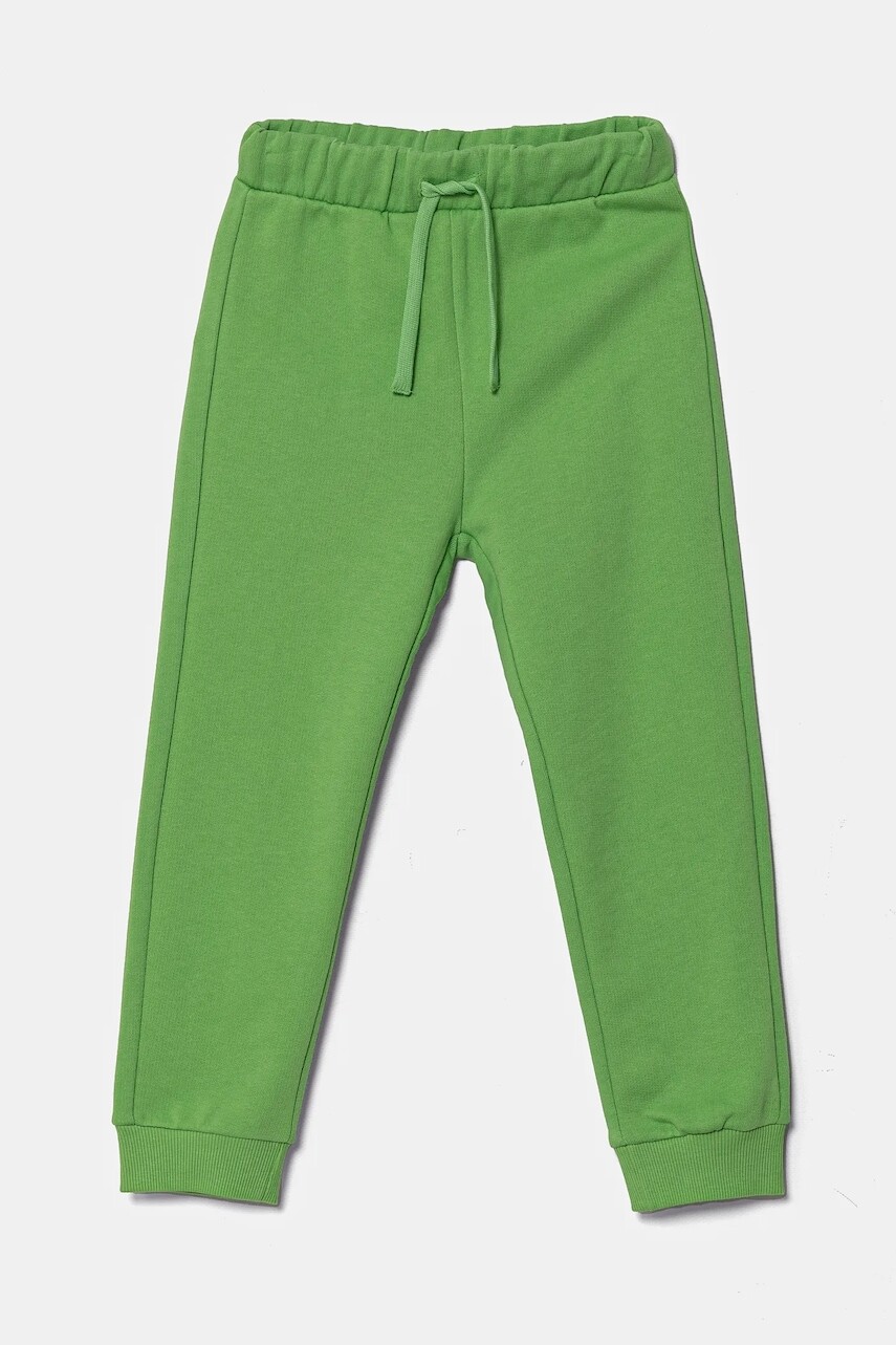 Detské tepláky United Colors of Benetton zelená farba, jednofarebné, 3J70GF010