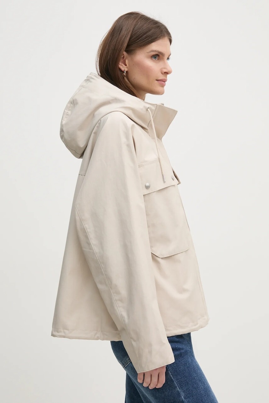 Bunda Tommy Hilfiger dámska, béžová farba, prechodná, WW0WW44421
