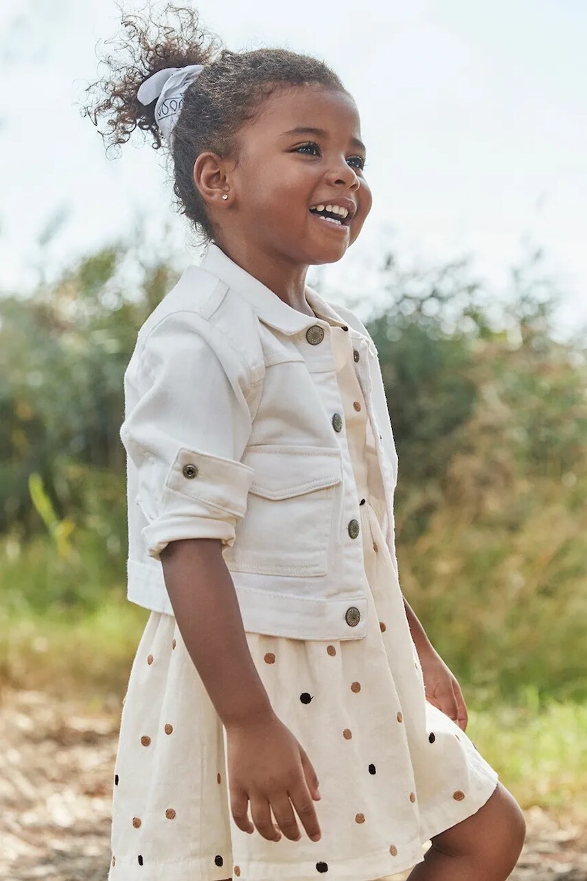 Detská bavlnená bunda Mayoral biela farba, 3407