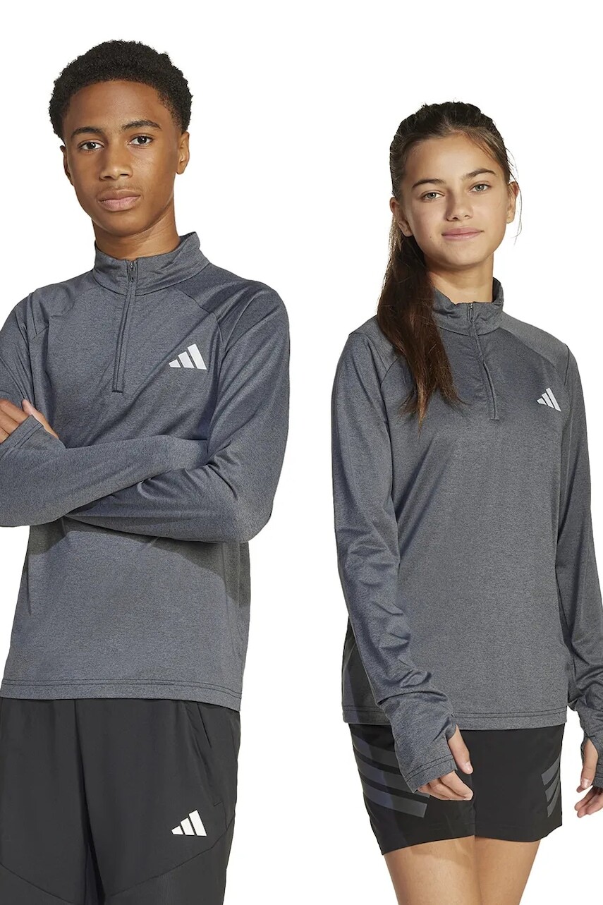 Detské tričko s dlhým rukávom adidas šedá farba, JD0127