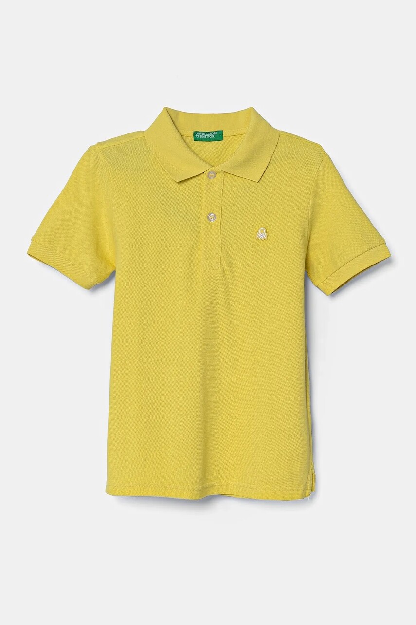 Detská bavlnená polokošeľa United Colors of Benetton zelená farba, jednofarebný, 3089G3008