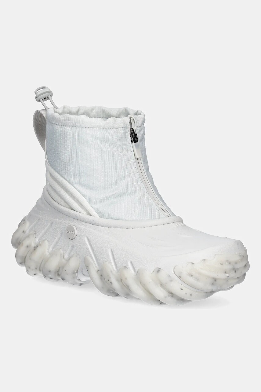 Topánky Crocs Echo Boot Z Shield dámske, šedá farba, na plochom podpätku, jemne zateplené, 210315
