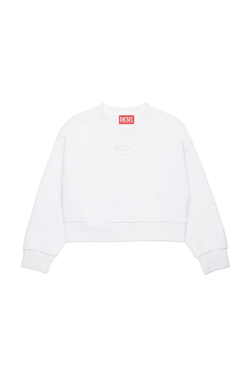 Detská bavlnená mikina Diesel STRASLIUM SWEAT-SHIRT biela farba, jednofarebná, J01826