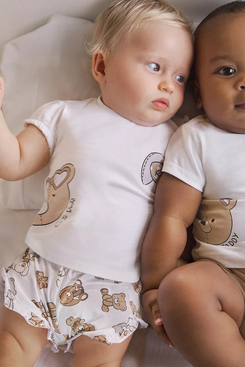 Detská bavlnená súprava Mayoral Newborn béžová farba, 1256