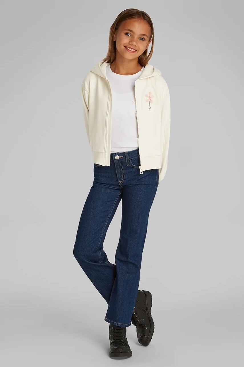 Detská mikina Calvin Klein Jeans béžová farba, s kapucňou, jednofarebná, IG0IG02851
