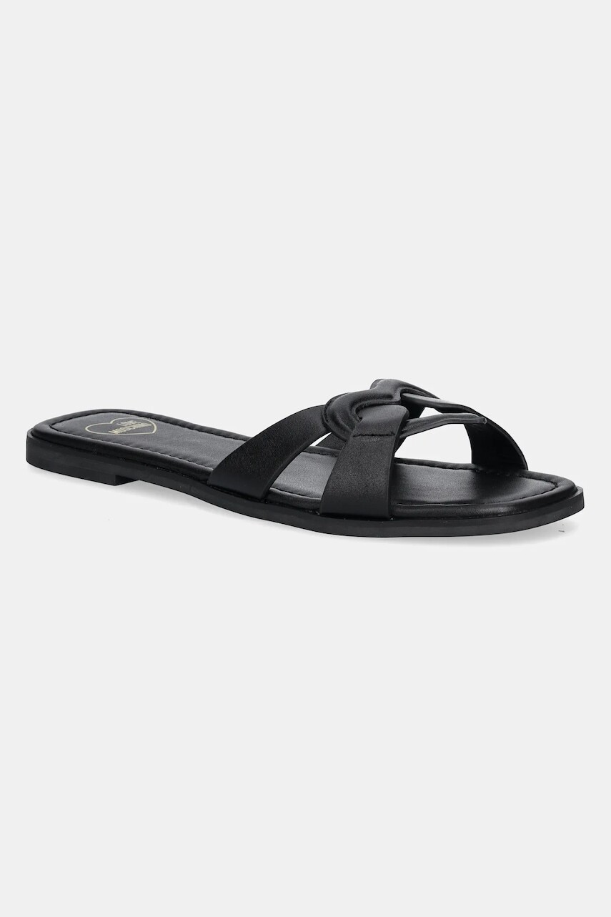 Kožené šľapky Love Moschino dámske, čierna farba, JA28092G1MIA0000