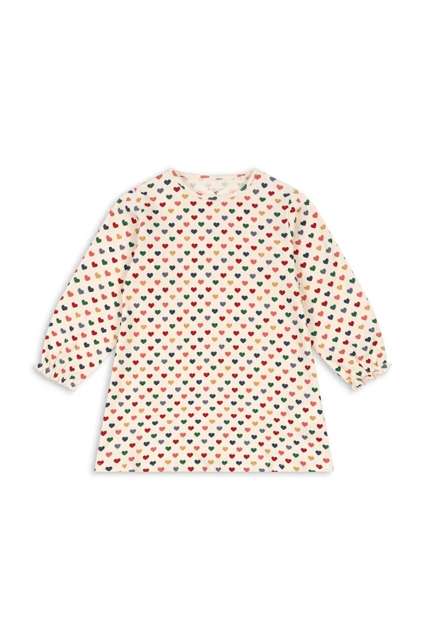 Dievčenské šaty Konges Sløjd CHLEO DRESS OCS béžová farba, mini, rovný strih, KS102455
