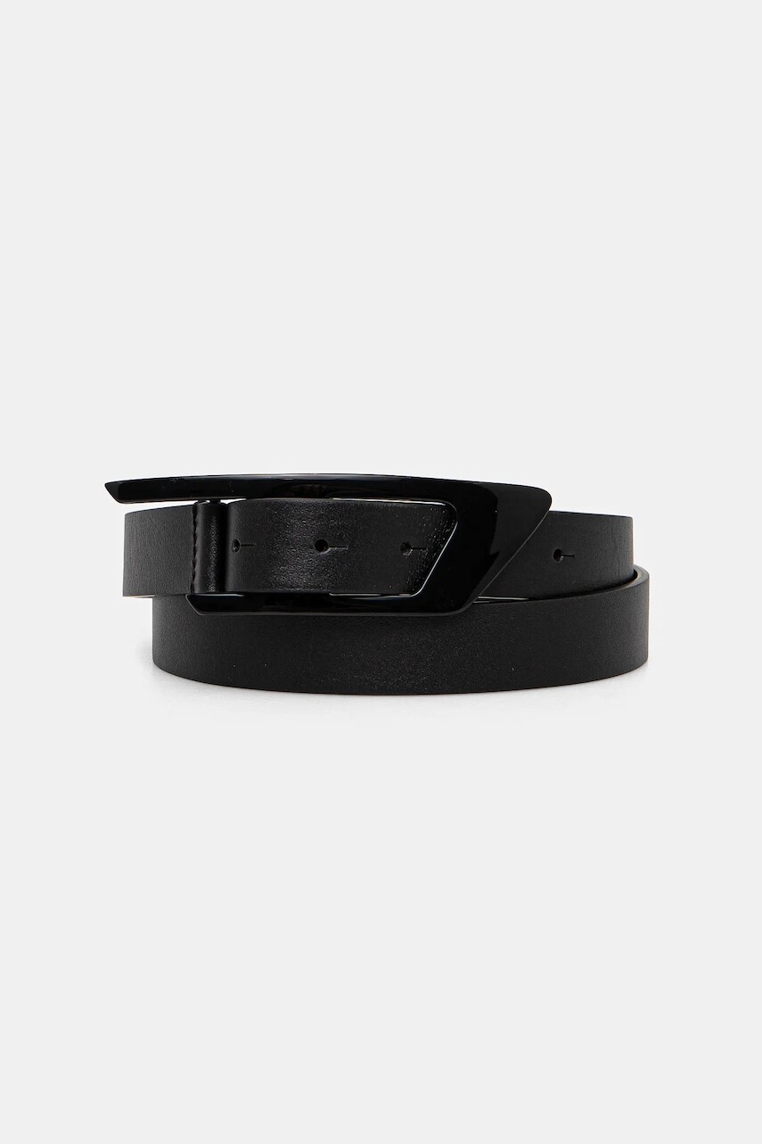 Kožený opasok Diesel D LOGO B-DLOGO II belt pánsky, čierna farba, X09916.PR227