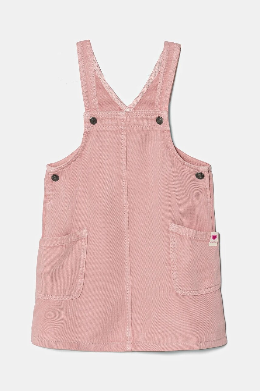 Dievčenské šaty United Colors of Benetton ružová farba, mini, rovný strih, 41AQGT00L